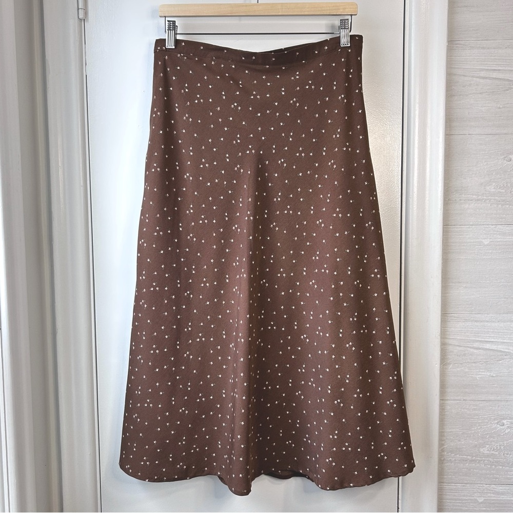 Oak + Fort Brown Bias Midi Skirt w/Florals